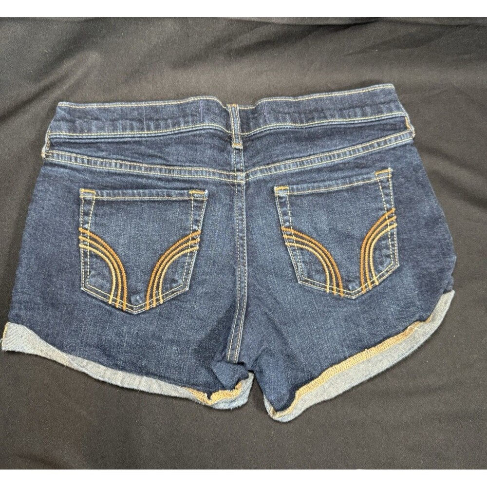 Hollister Dark Wash Short Shorts Low Rise Roll Up Cuffed Summer Size 5 W27